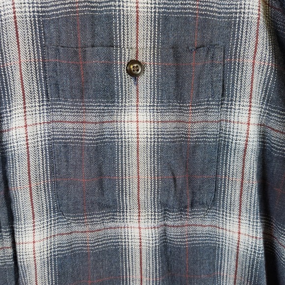 Mens Arrow Vintage Cotton Blue Plaid‎ Long Sleeve Button Up Flannel 2XL Thrashed - Picture 3 of 9